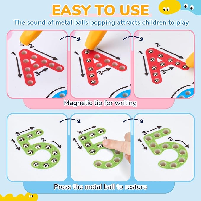 JoyCat Magnetic Letter and Number Tracing Board Set, Double Sided Alphabet & Numbers Board for Toddlers, ABC Uppercase & Lowercase Practice, Math Learning, Preschool Educational Gift Toys for Kids-BubblyBeeBaby