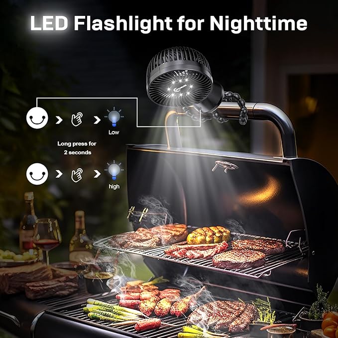 20000mAh Portable Stroller Fan, 120° Auto Oscillation, 3-IN-1 with Power Bank LED Light Detachable Flexible Tripod Rechargeable Battery Powered Clip On Fans Desk for Baby Crib Car Seat Travel-BubblyBeeBaby