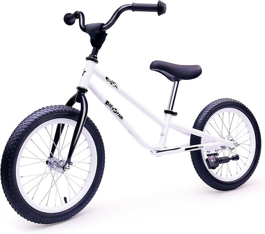 16 Inch Kids Balance Bike for 5-8 Year Old, BMX Kids Bike with No Pedals, Air Rubber Tires, Footrests, Adjustable Height for Big Kids, Boys, Girls-BubblyBeeBaby