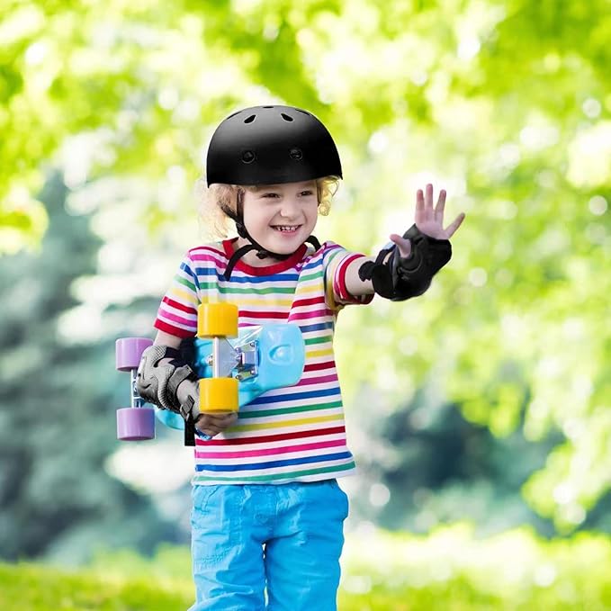 Kids Bike Helmet Set Adjustable for Children, Boys, Girls and Teenagers Aged 3-8 Years Includes Elbow, Knee, Wrist Guards Children's Helmet Protection Set for Bikes SkateboardsRollerskates-BubblyBeeBaby