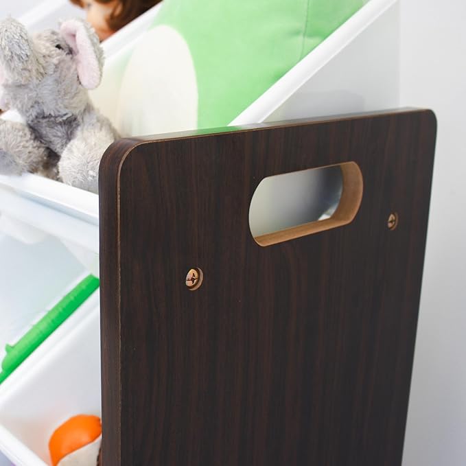 Humble Crew Kids Toy Storage Organizer with 12 Plastic Bins, Espresso/White – Removable Bins for Playroom, Bedroom, Toddler Furniture for Boys and Girls Ages-BubblyBeeBaby