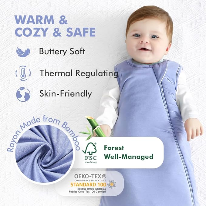 HAPIU Unisex Rayon Made from Bamboo Baby Sleep Sack TOG 1.0, 2-Way Zipper YKK, Wearable Blanket Baby-BubblyBeeBaby
