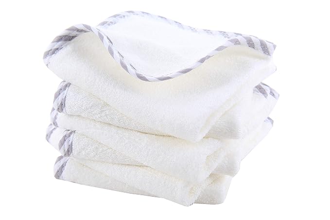 HIPHOP PANDA Baby Washcloths, Rayon Made from Bamboo - 2 Layer Ultra Soft Absorbent Newborn Bath Face Towel - Reusable Baby Wipes for Delicate Skin - Gray Stripe, 6 Pack-BubblyBeeBaby
