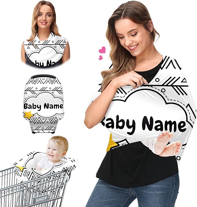 Baby Car Seat Stroller Cover Nursing Cover New Mom Breastfeeding Scarf Soft Stretchy Infant Carrier Cover Car Canopy Coverage-BubblyBeeBaby