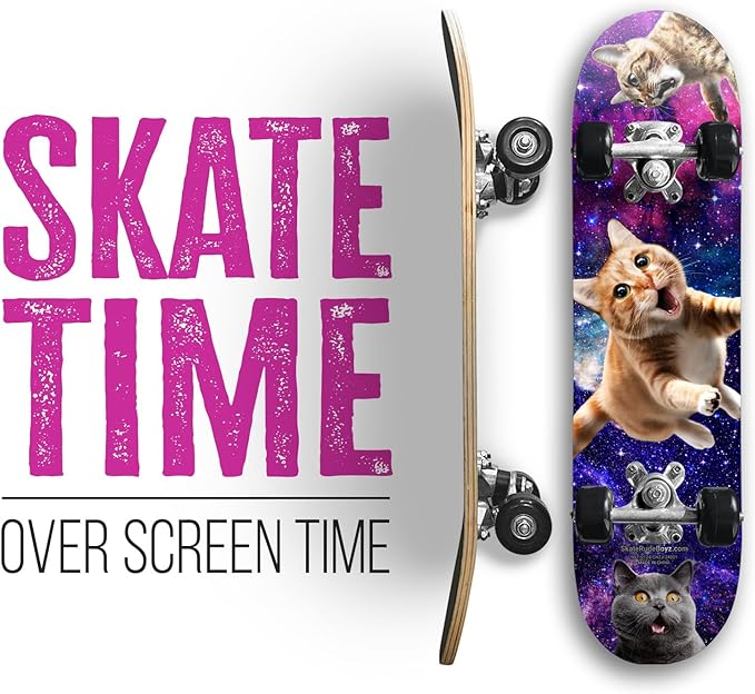 24 inch Rude Boyz Mini Cruiser Skateboard - Aluminium Trucks - Kids Skateboard Ages 5-8 Beginner - Skateboards for Kids-BubblyBeeBaby