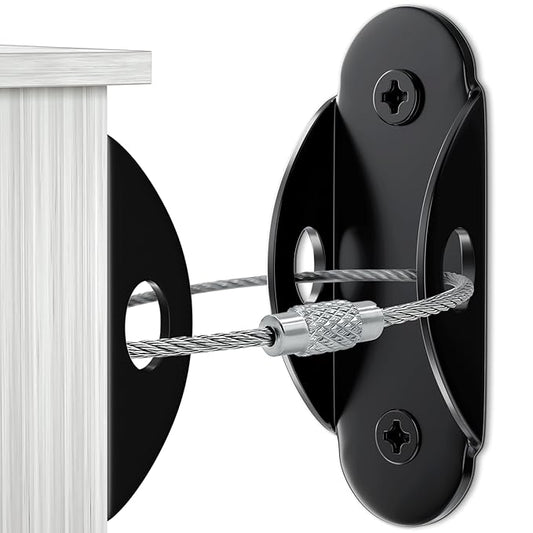 10 Pack Furniture Wall Anchors for Baby Proofing, Anti Tip Furniture Anchors, Secure 400 Pound Furniture, Dresser, Bookcase to Wall Prevent Falling, Earthquake Straps for Child Safety (Black)-BubblyBeeBaby