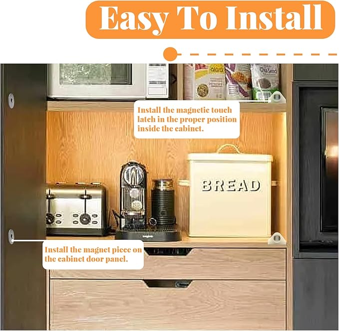 2 Pack Magnetic Touch Latch, Cabinet Push Open Catches Magnet Push Release Latches Hardware for Kitchen Cabinet Drawer Cupboard Closet Door (White)-BubblyBeeBaby