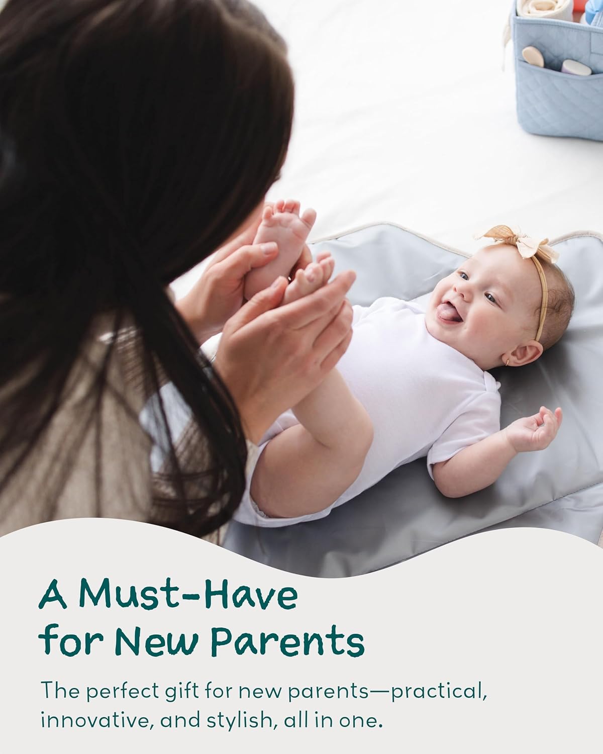 Lily Miles Diaper Changing Pad Portable, Baby Changing Mat with Magnetic Latches, Travel Pad for Diaper Bag, Baby Essentials, Wipeable & Waterproof Mat (Soft Sand, Regular)