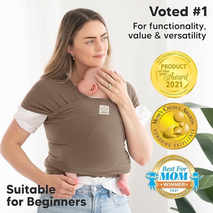 KeaBabies Baby Wrap Carrier - All in 1 Original Baby Carrier Newborn to Toddler Sling, Easy to Wear, Hands Free Bonding, Lightweight, Breathable Infant Wraps (Saddle Brown)-BubblyBeeBaby
