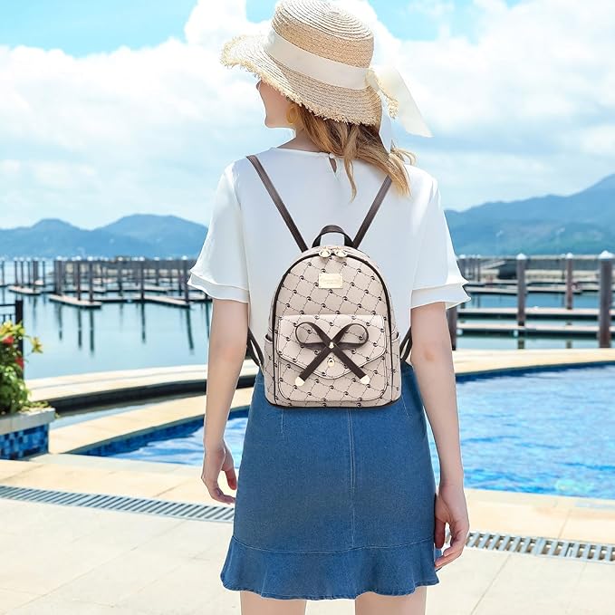 I IHAYNER Girls Bowknot Cute Leather Backpack Mini Backpack Purse for Women-BubblyBeeBaby