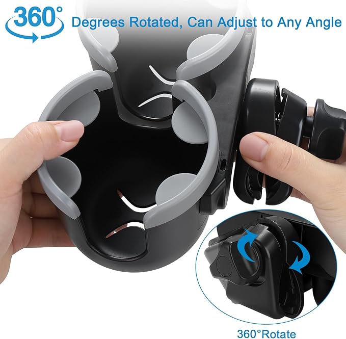 Accmor Stroller Cup Holder with Phone Holder, Bike Cup Holder, Universal Cup Holder for Uppababy Nuna Doona Strollers, 2-in-1 Cup Phone Holder for Stroller, Bike, Wheelchair, Walker, Scooter-BubblyBeeBaby