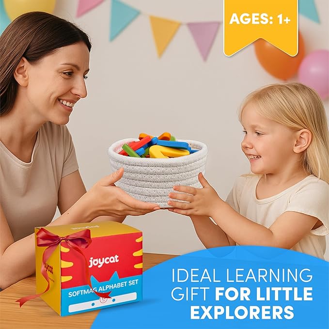 JoyCat Silicone Alphabet Magnetic Letters, 26 Uppercase ABC Fridge Magnets for Toddlers 1-3 & Kids, Baby Learning Refrigerator Toy Set, Preschool Birthday Gifts for Boys & Girls (Vibrant Color)-BubblyBeeBaby