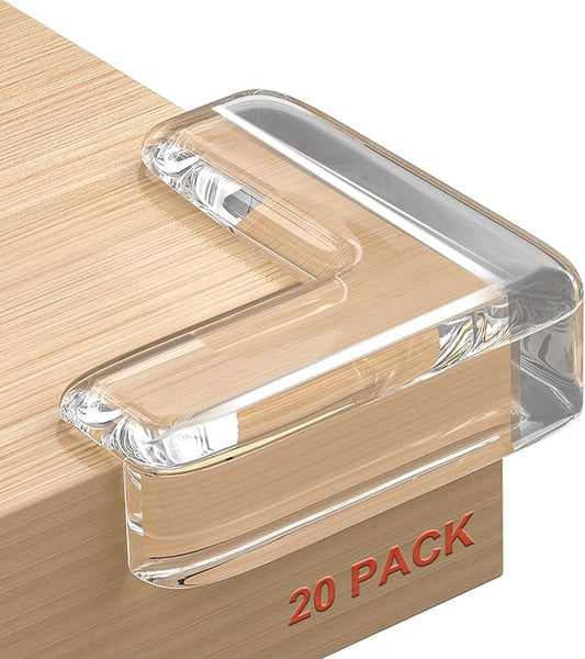HOMREALM Baby Proofing 20 Pack Corner Guards Furniture Corner & Edge Safety Bumpers Corner Covers Protectors Baby Proof Bumper & Cushion to Cover Sharp Furniture & Table Edges (L Shape)-BubblyBeeBaby