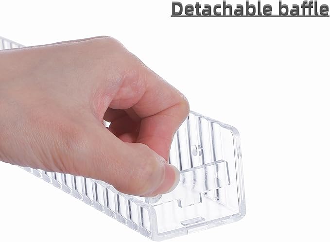 IEEK 6 PCS Acrylic Floating Bookshelf for Kids Room,15 Inch Modern Picture Ledge Display Shelf with Detachable Baffle,Nail Polish Rack Vertical Striped Wall Shelves for Wall Decor and Storage,Clear-BubblyBeeBaby