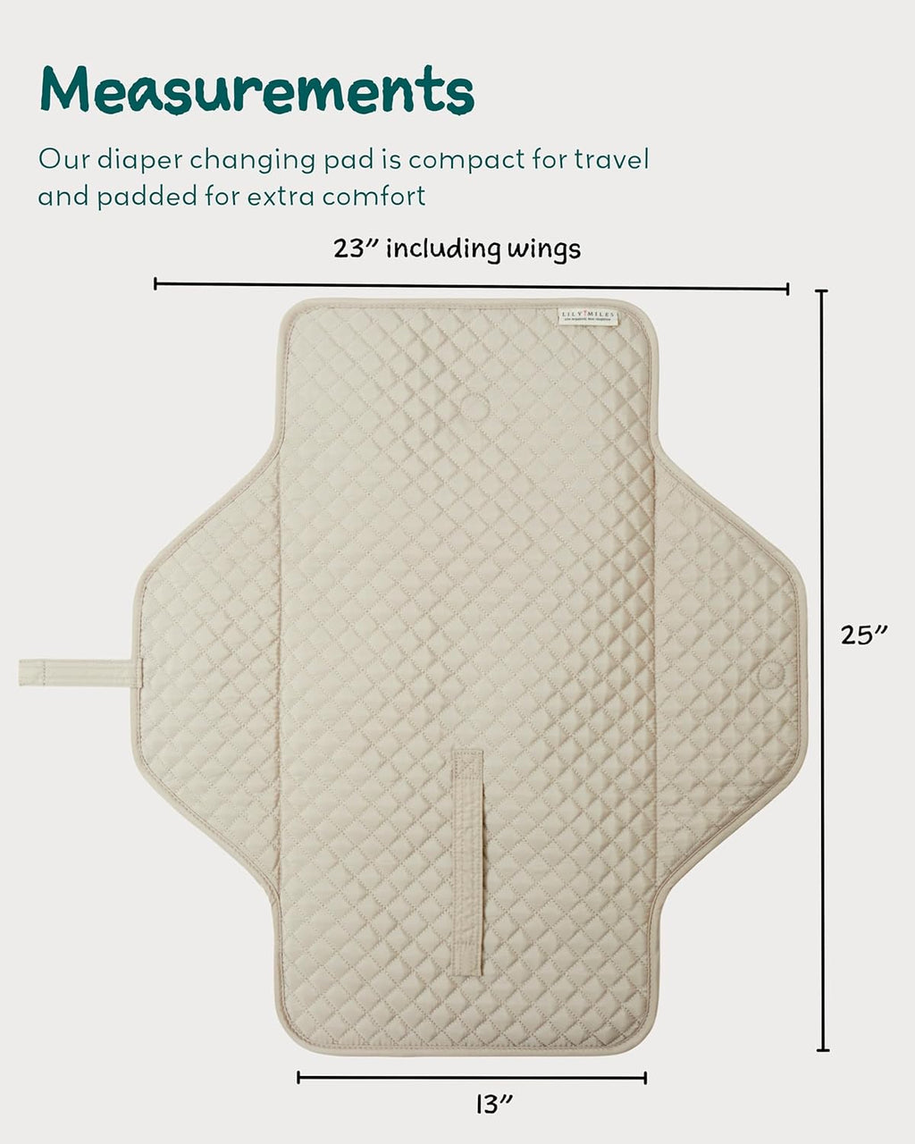 Lily Miles Baby Changing Pad Portable, Diaper Changing Mat with Magnetic Latches, Travel Pad for Diaper Bag, Baby Essentials, Wipeable & Waterproof Mat (Soft Sand, Large)