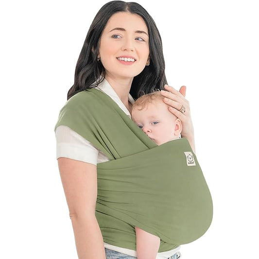 KeaBabies Baby Wrap Carrier - All in 1 Original Baby Carrier Newborn to Toddler Sling, Easy to Wear, Hands Free Bonding, Lightweight, Breathable Infant Wraps (Dusty Olive)-BubblyBeeBaby