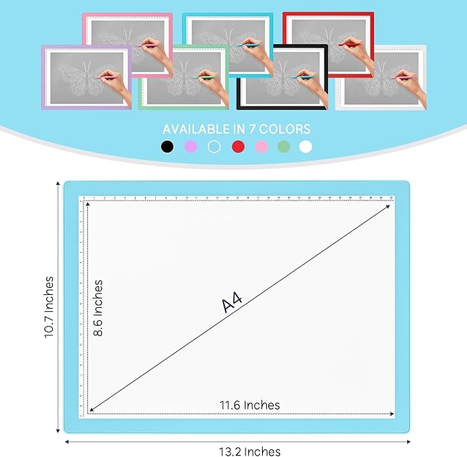 iVyne Rechargeable A4 Light Pad for Tracing & Weeding - LED Light Board for Weeding Vinyl - for Cricut Vinyl Weeding Tools - Ultra-Thin & Portable - Perfect for Artists & Crafters - Blue-BubblyBeeBaby