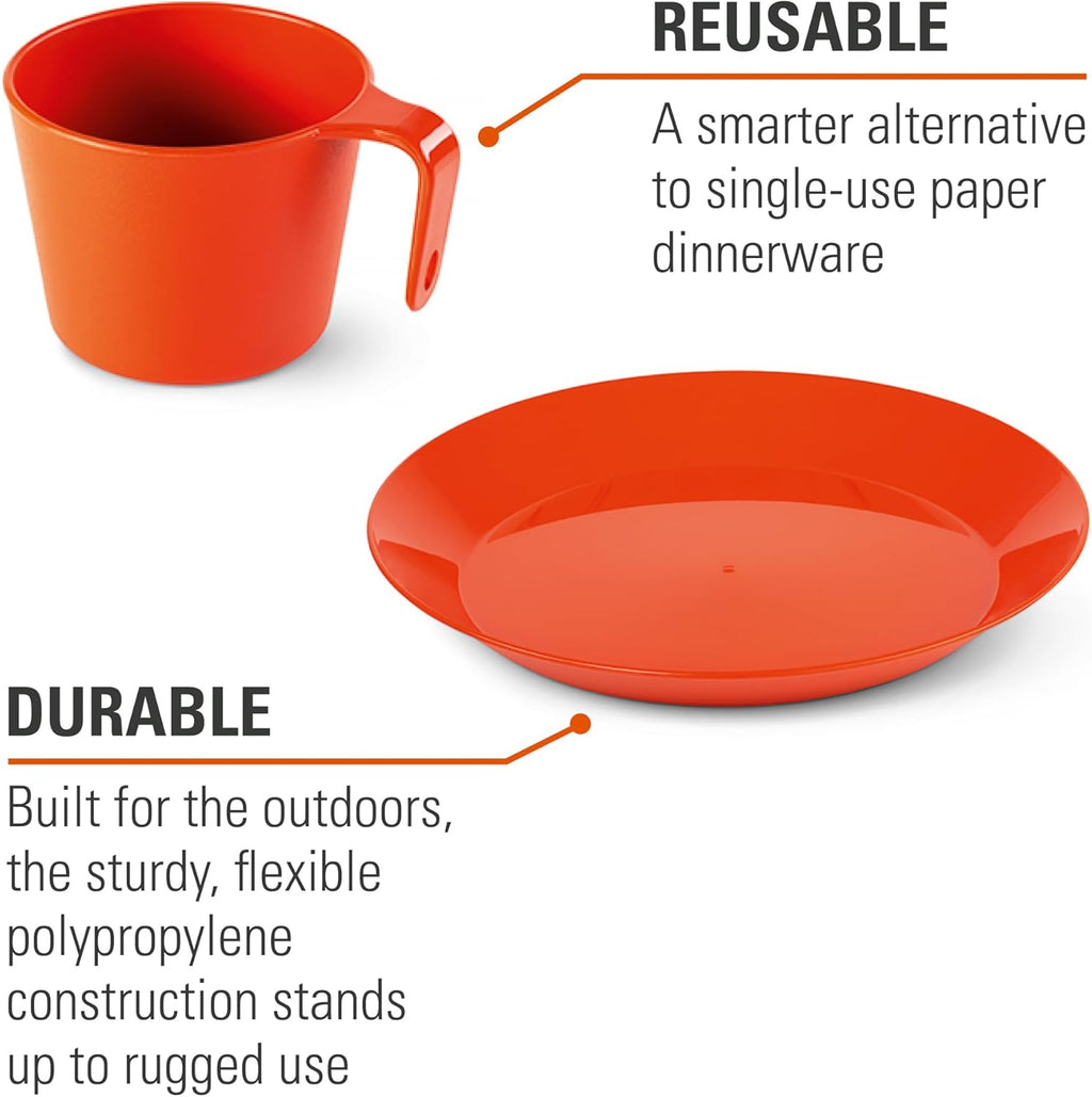 GSI Outdoors Cascadian 1 Person Table Set I 6-Piece Camping, Backpacking Mess Kit, Plastic BPA Free, Plate, Bowl, Mug, Cup & Cutlery Set