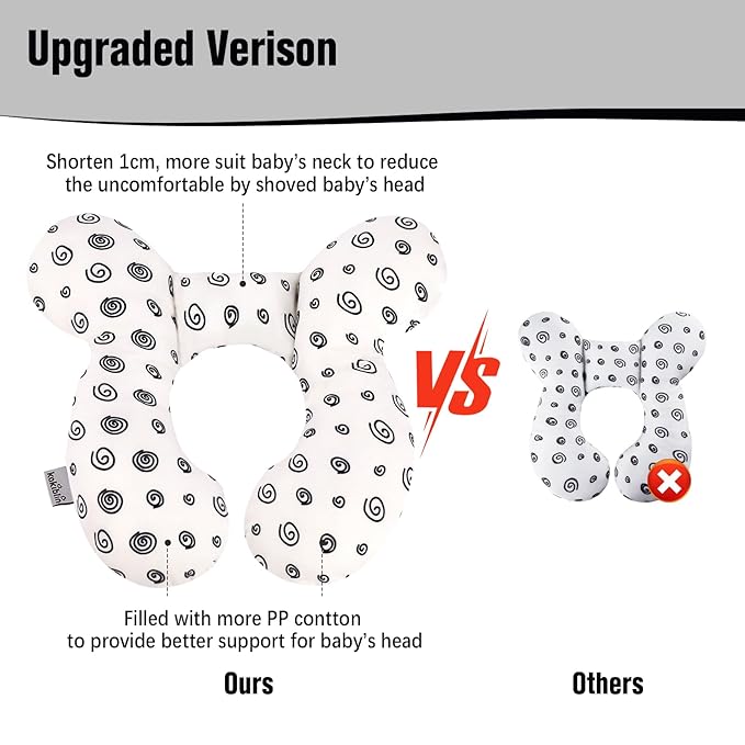 KAKIBLIN Baby Neck Pillow, Baby Head Pillow, Upgraded Travel Support Pillow for Carseat, Neck Support for Car Seat,Pushchair (Snail)-BubblyBeeBaby