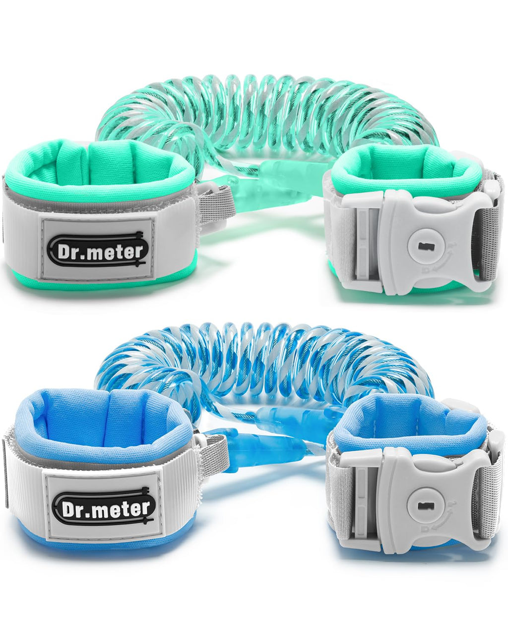 Dr.meter Anti Lost Wrist Link, 2 Pack Toddler Safety Leash with Key Lock, Reflective Child Walking Harness - Dual 8.2ft Length Kids Leash for Supermarket Mall Airport Park Zoo Crowded Places
