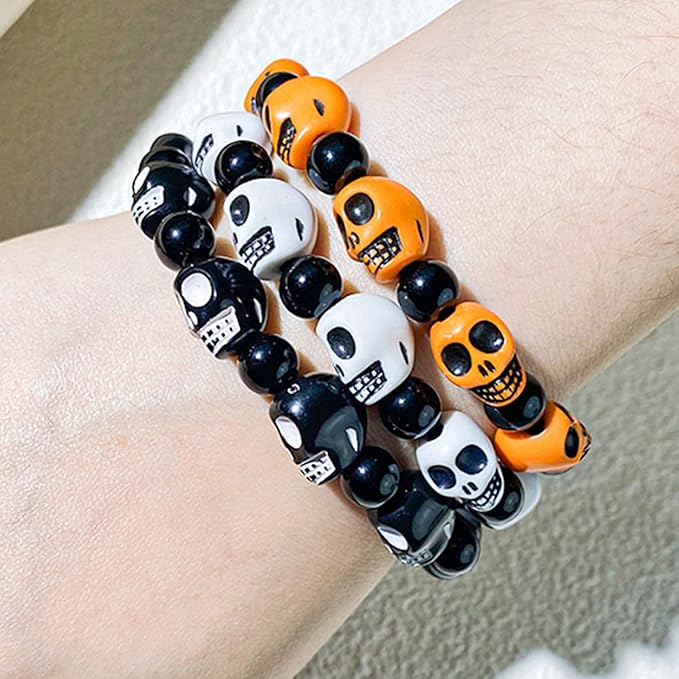 2088pcs Halloween Polymer Clay Beads Bracelet Making kit, 24 Style Cute Fun Beads Skull Pumpkin Beads Charms for Jewelry Necklace Earring Making DIY Accessories for Women Girls-BubblyBeeBaby