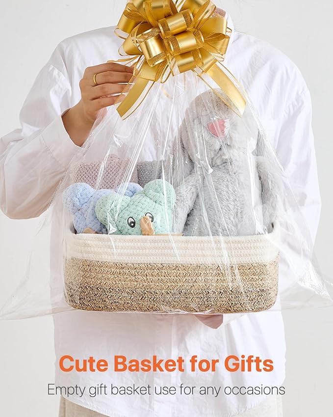 KALLAX Small Woven Basket, 12 x 8 x 4.5 Inches, Storage Basket for Organizing, Cute Small Rope Shelf Closet Cube Storage Bins Baskets for Shelves, Dog Toy Gift Baskets Empty, 3 Pack Gradient Brown-BubblyBeeBaby