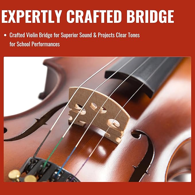 1/2 Size Violin for Kids, Half Size Fiddle - Solid Spruce & Maple with Lightweight Case, Brazilwood Bow, Shoulder Rest, Digital Tuner (Child Beginner Kit MVA-800)-BubblyBeeBaby