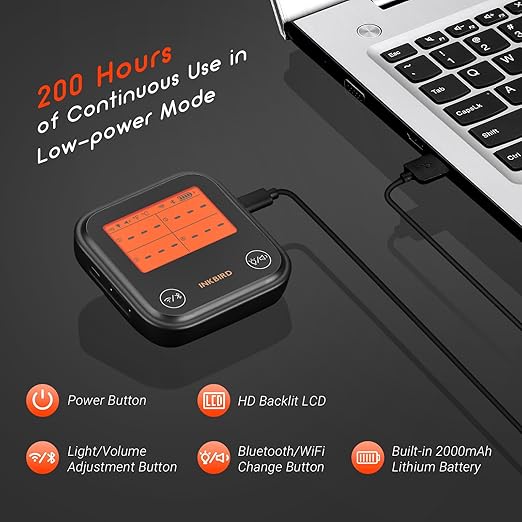 INKBIRD Dual Mode WiFi Wireless Meat Thermometer, 4 Probes with Clear LCD for Smoking, Bluetooth Meat Thermometer with Smart APP Control for Oven, Cooking-BubblyBeeBaby