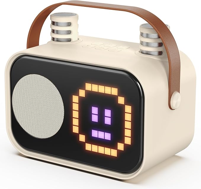 Karaoke Machine for Kids Adults, Portable Bluetooth Karaoke Speaker with 2 Wireless Microphones, Pixel Display Light, Birthday Gifts Toys for Girls & Boys Ages 3, 4, 5, 6, 7, 8, 9,10,11,12+ Years-BubblyBeeBaby