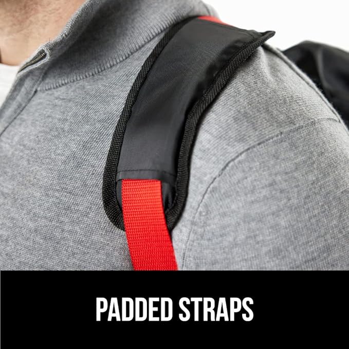 GORILLA GRIP Car Seat Travel Bag for Airplane Gate Check, Easy Carry Backpack Bags Cover Carseats, Infant Baby Carriers and Toddler Booster Seats for Airport, Child Air Travels Airport Essential, Red-BubblyBeeBaby