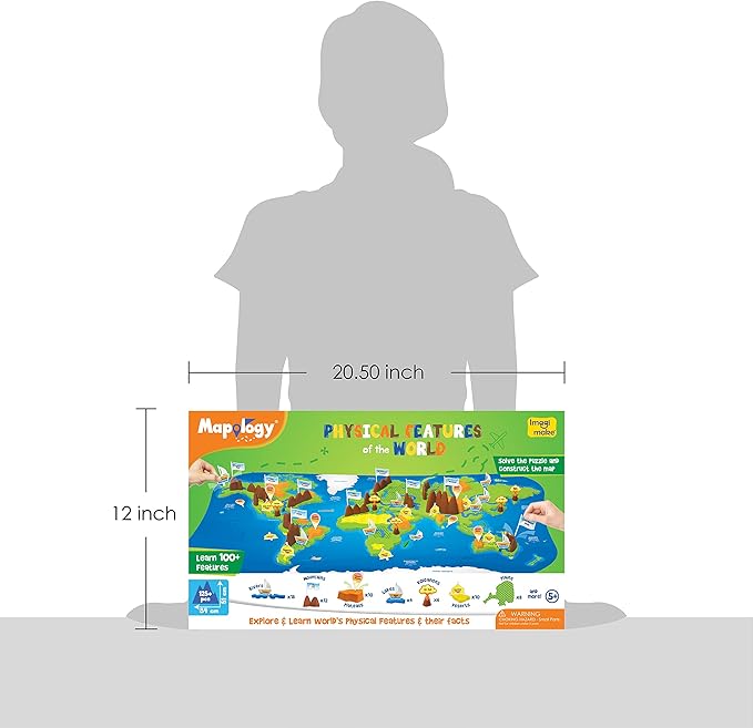 Imagimake Mapology Physical Features | World Map for Kids | 3D Puzzles for Ages 8-10 | Educational Toys for Kids 8-12 | Gifts for Boys & Girls 8-12 | Building Toys Gift for Birthday and Christmas-BubblyBeeBaby