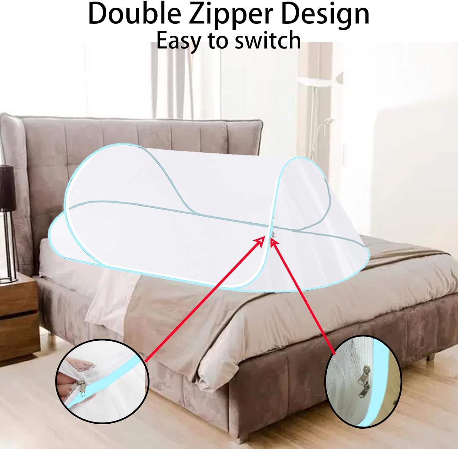 CMINGJ Large Pop Up Mosquito Tent, Portable Foldable Mosquito Net for Bed Camping Travel Patio (78 * 31 * 22inch) (Blue Fixed Size)