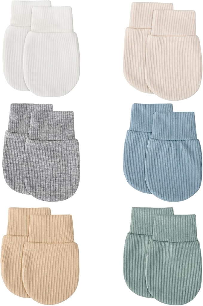 BQUBO 6 Pairs Newborn Baby Boys Girls Mittens 0-6 Months Unisex-Baby Infant Mittens Elastic No Scratch Wrist Gloves-BubblyBeeBaby