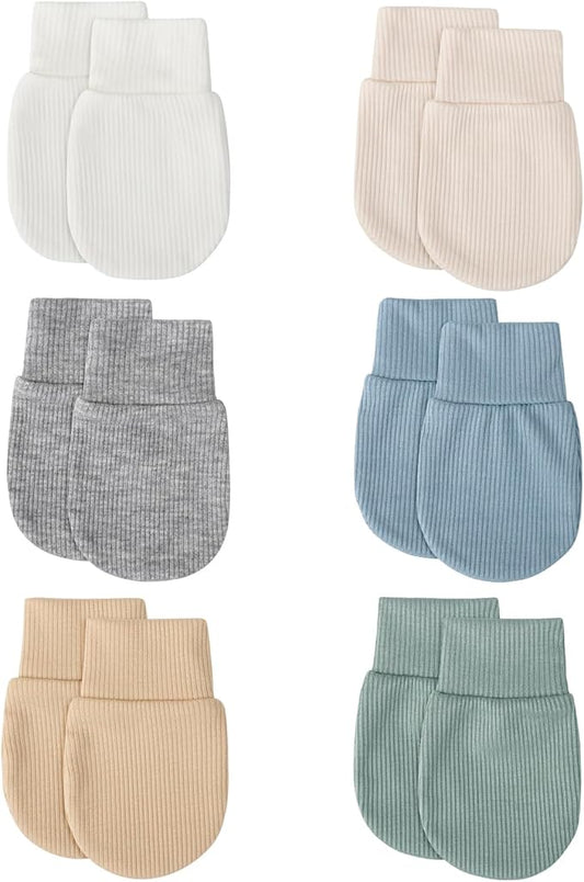BQUBO 6 Pairs Newborn Baby Boys Girls Mittens 0-6 Months Unisex-Baby Infant Mittens Elastic No Scratch Wrist Gloves-BubblyBeeBaby
