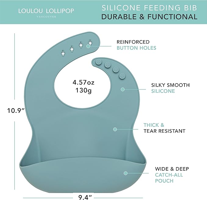 Loulou Lollipop Soft, Waterproof Silicone Feeding Bib-BubblyBeeBaby