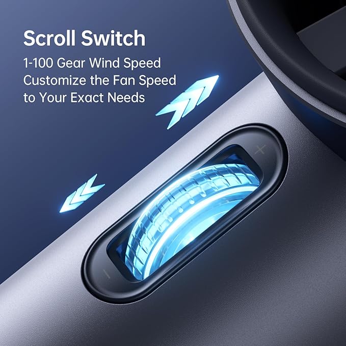 JISULIFE Portable Handheld Fan,Speed(1-100) Adjustable Turbo Mini and 3600mAh Battery Rechargeable Personal Fan,Digital Display,Gifts for Women Men Travel/Camping/Outdoor-Blue-BubblyBeeBaby