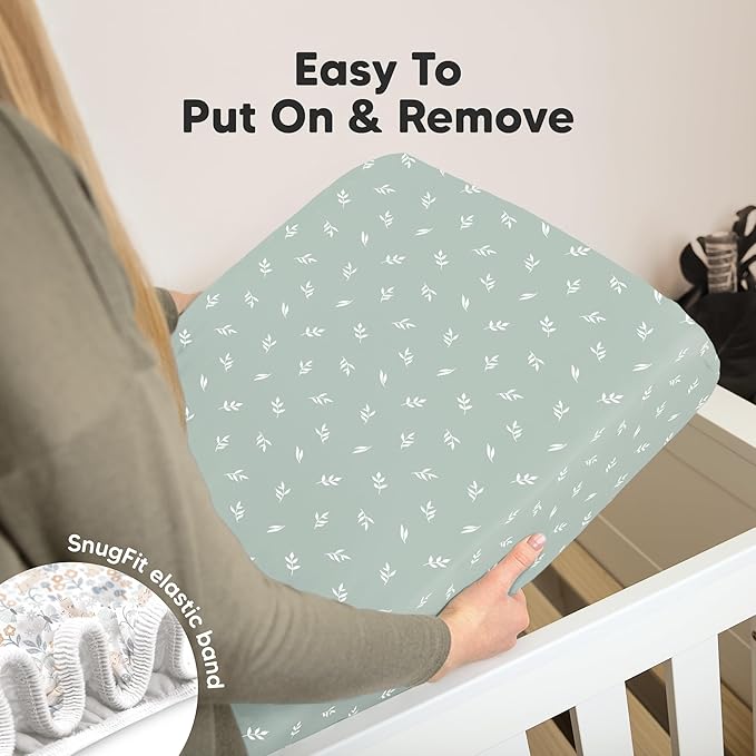 KeaBabies 2-Pack Organic Crib Sheets for Boys, Girls - 52x28 Fitted Crib Mattress Sheet Neutral, Breathable Jersey Cotton Cover for Baby Bed, Toddler Mattress, Soft & Cute Prints (Prairie)-BubblyBeeBaby