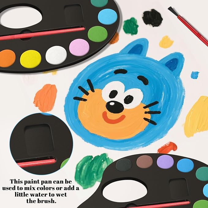 24 Pack Watercolor Paint Set Bulk, with 12 Vibrant Colors and 24 Brushes, Washable Water Color Paint Sets for Kids and Adults, Ideal Gift for Art Party Favors, School Classroom Supplies-BubblyBeeBaby