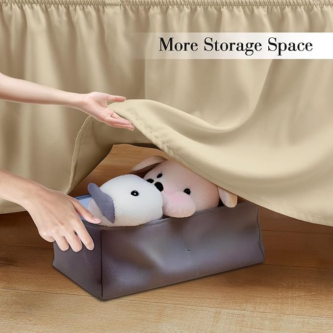 Horbaunal 2 Pack Set Crib Skirt & Crib Bed Sheet, Khaki Crib Bed Skirt 28" x 52" with 14" Drop Dust Ruffle, Soft Microfiber Toddler Bedskirt Nursery Bedding Skirt for Baby Girls and Boys-BubblyBeeBaby