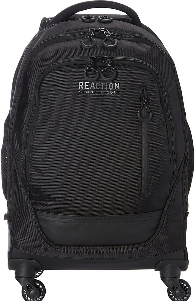 Kenneth Cole REACTION 17" Polyester Dual Compartment 4-Wheel Laptop Backpack, Black