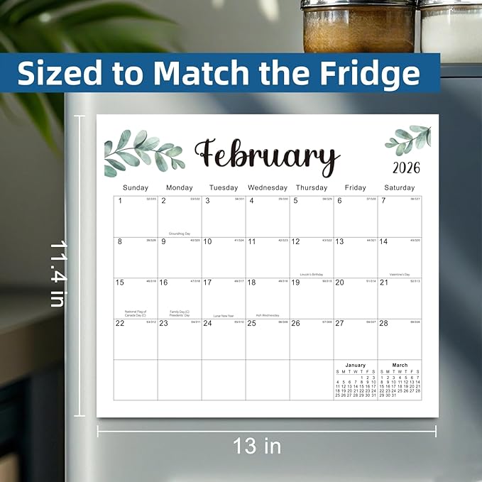 2026 Magnetic Fridge Calendar 18 Monthly Magnetic Calendar for Refrigerator 2026 Wall Calendar Planner Runs from January 2026 Until June 2027 Easy Organizing Markers Tearable (Nature)-BubblyBeeBaby