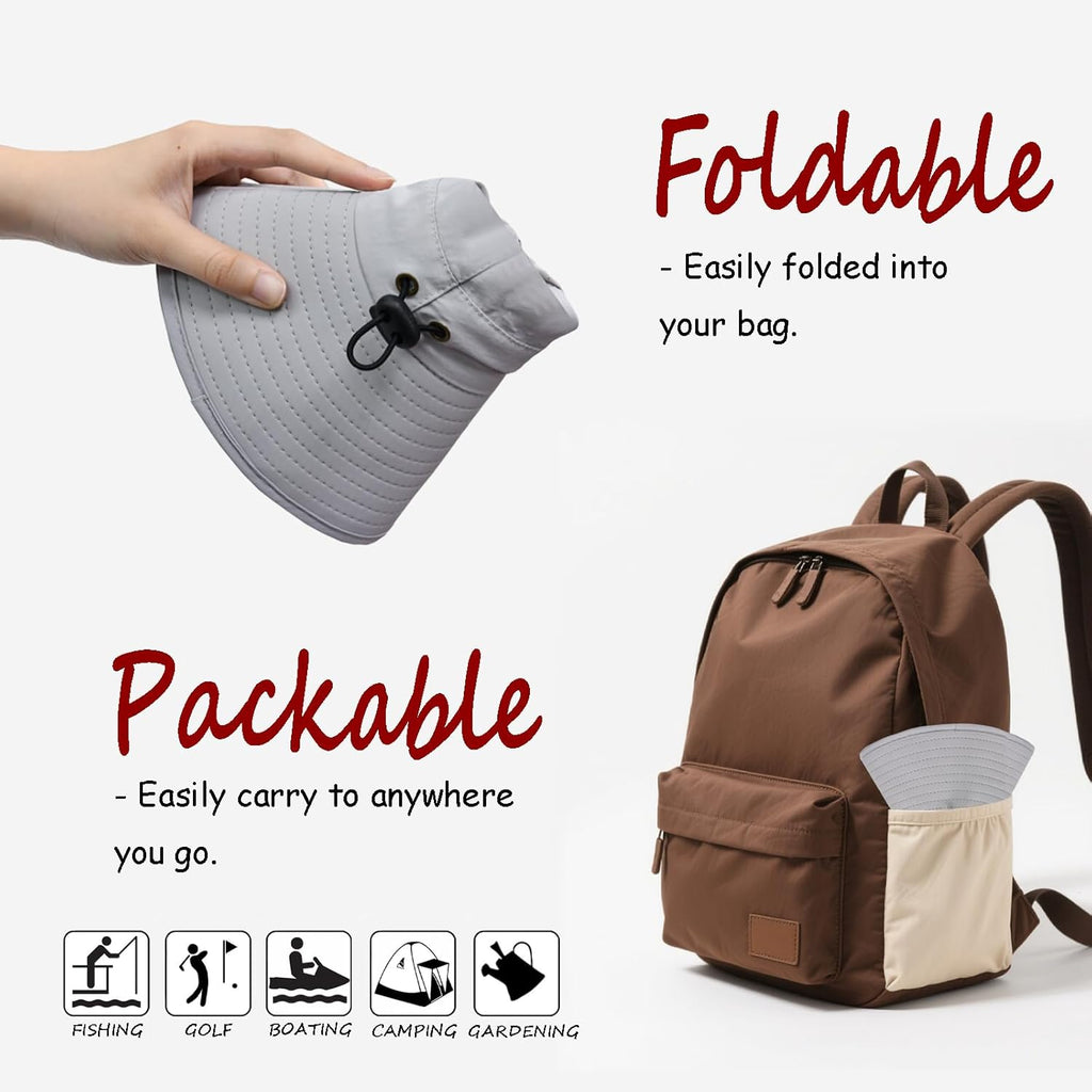 ZOORON Sun Hat for Men Women Fishing Hat with Neck Flap Wide Brim Bucket Hat UV Protection for Beach Camping Hiking