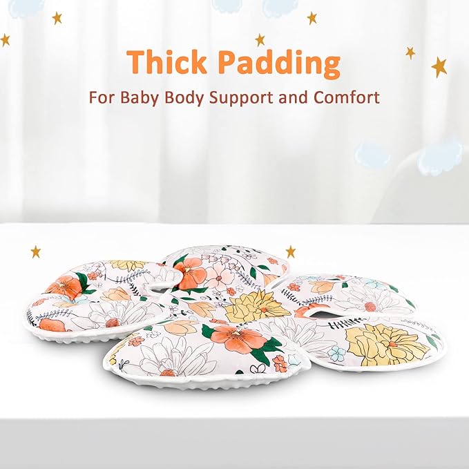 Pea Pod Baby Car Seat Head Support for Newborn, 2 in 1 Infant Car Seat Head Body Support for Girls Extra Soft Breathable Baby Car Seat Cushion Insert for Strollers, Swings, Bouncers, (Retro Floral)-BubblyBeeBaby