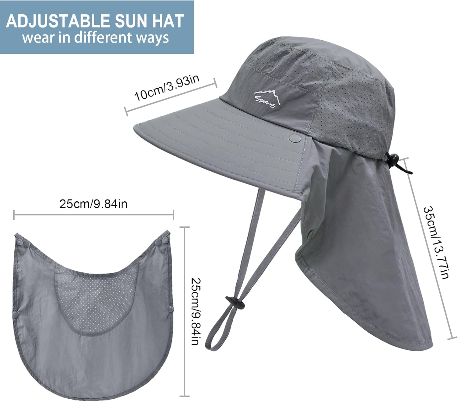 Sun Hat for Men Women with Neck Flap,UPF 50+ UV Protective Hiking Fishing Hats,Wide Brim Sun Hat for Women&Men
