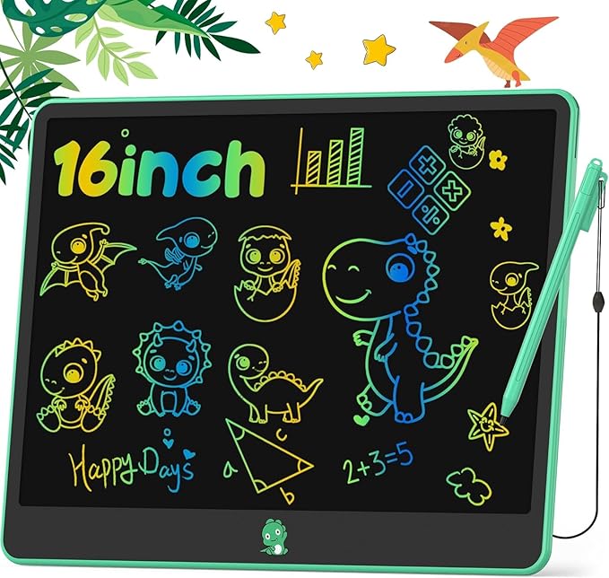 Hockvill LCD Writing Tablet for Kids 16 Inch, Toys for Girls Boys Drawing Pad for 3 4 5 6 7 Year Old Kid, Toddler Doodle Board Christmas Birthday Gift for Children-BubblyBeeBaby