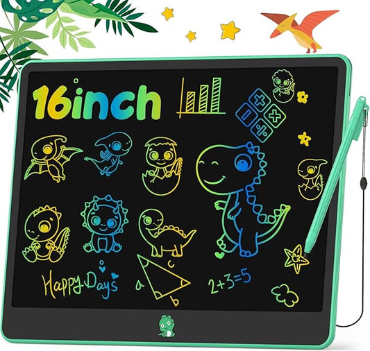 Hockvill LCD Writing Tablet for Kids 16 Inch, Toys for Girls Boys Drawing Pad for 3 4 5 6 7 Year Old Kid, Toddler Doodle Board Christmas Birthday Gift for Children-BubblyBeeBaby