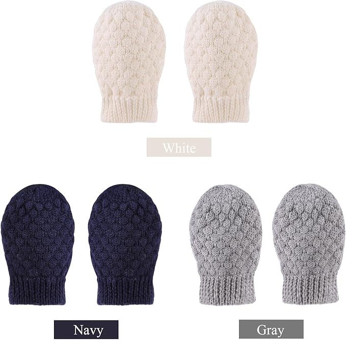 Baby Knit Mittens Toddler Boys Girls Gloves Winter Infant Newborn No Scratch Mitten 0-3 Years-BubblyBeeBaby