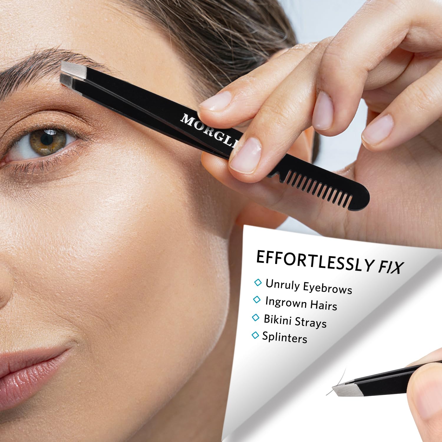 MORGLES Tweezers Set and Nail Clippers, 9 Pcs Stainless Steel Tweezers Kit for Men Professional Manicure Set for Men Grooming Kit with Leather Travel Case