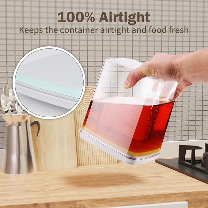 12 Pcs Pop Food Storage Containers Airtight Food Storage Containers Set with Lids Kitchen Pantry Organization and Storage, 3.4Qt, 2.8Qt, 2.1Qt, 1.2Qt-BubblyBeeBaby