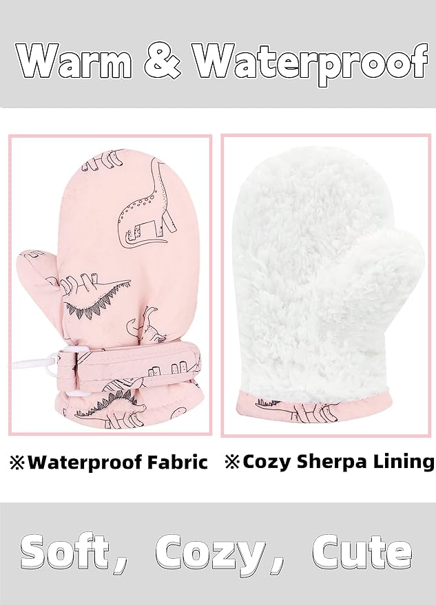 Toddler Gloves Kids Mittens Winter Warm Lined Fleece Gloves Waterproof Snow Baby Mitten for Boys Girls-BubblyBeeBaby